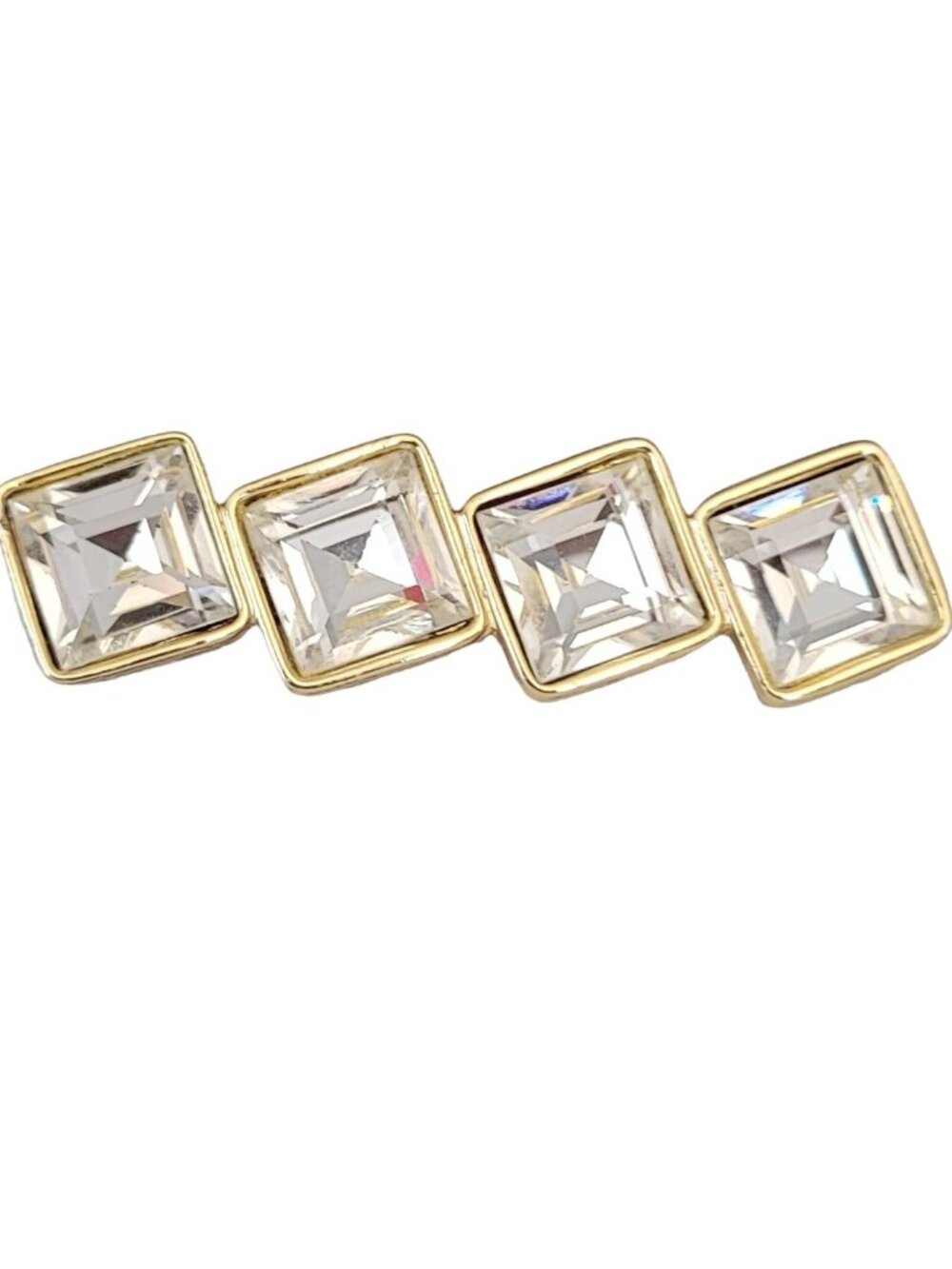 Gold Tone Clear Rhinestone Bar Brooch Pin, M405